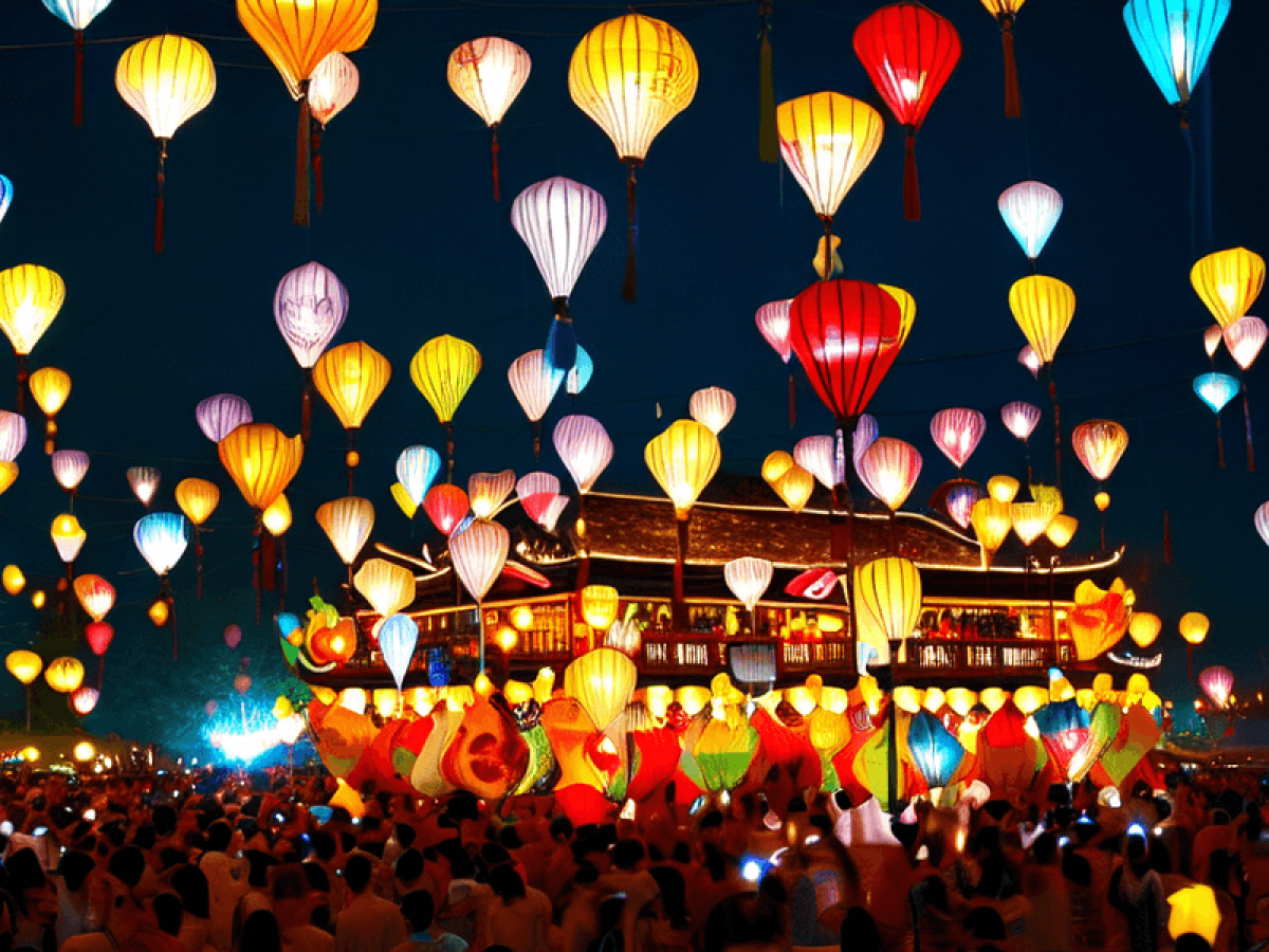colorful lanterns in Hoi an festival at night